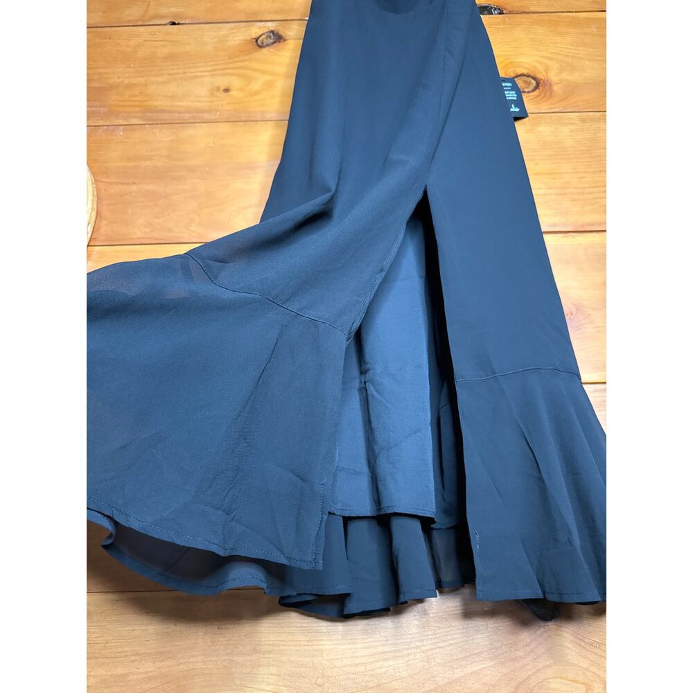 Lulus Summer Invite Black Tie-Strap Tiered Midi Dress Bridesmaid Holiday Small - Picture 4 of 9